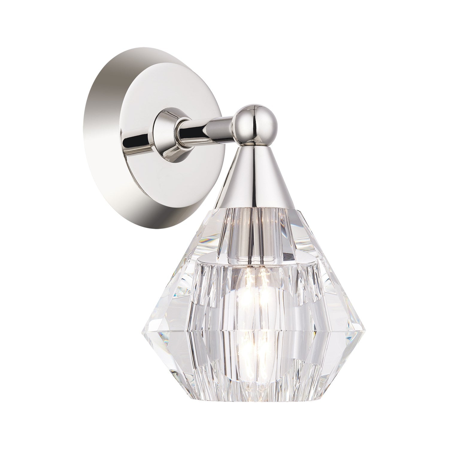 1 Light Polished Nickel Crystal Single Sconce by Livex Lighting