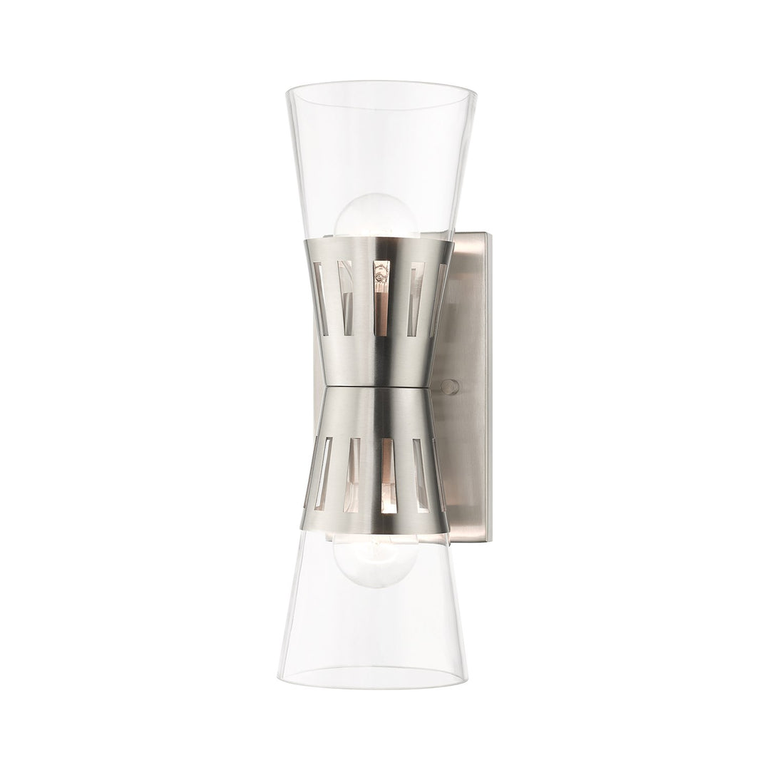 2 Light Brushed Nickel Sconce