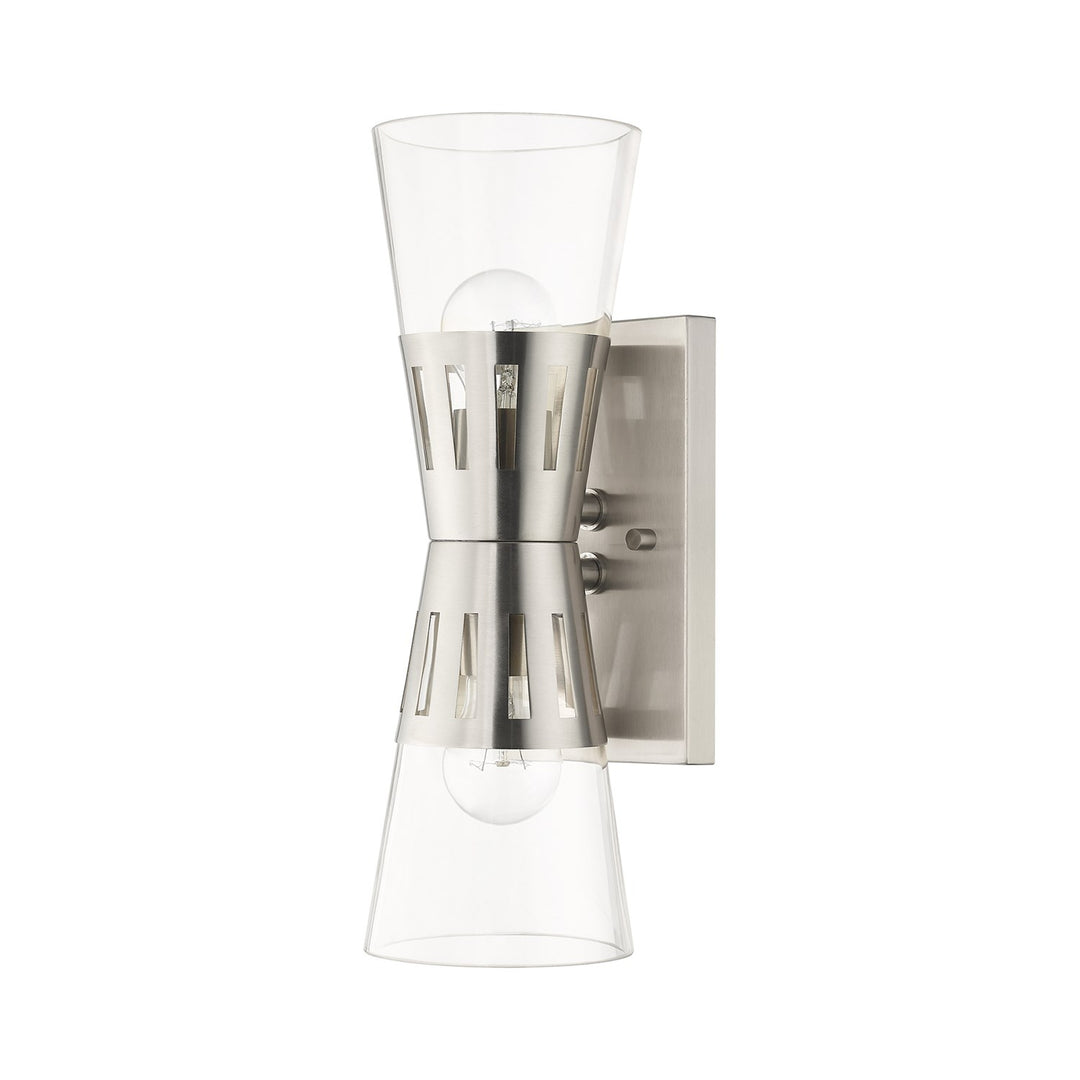 2 Light Brushed Nickel Sconce