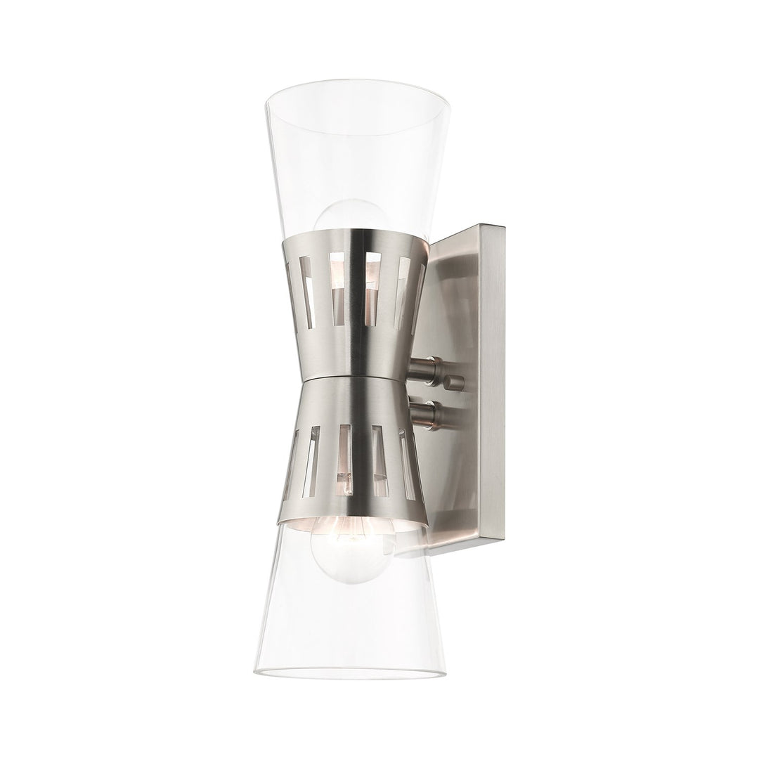 2 Light Brushed Nickel Sconce
