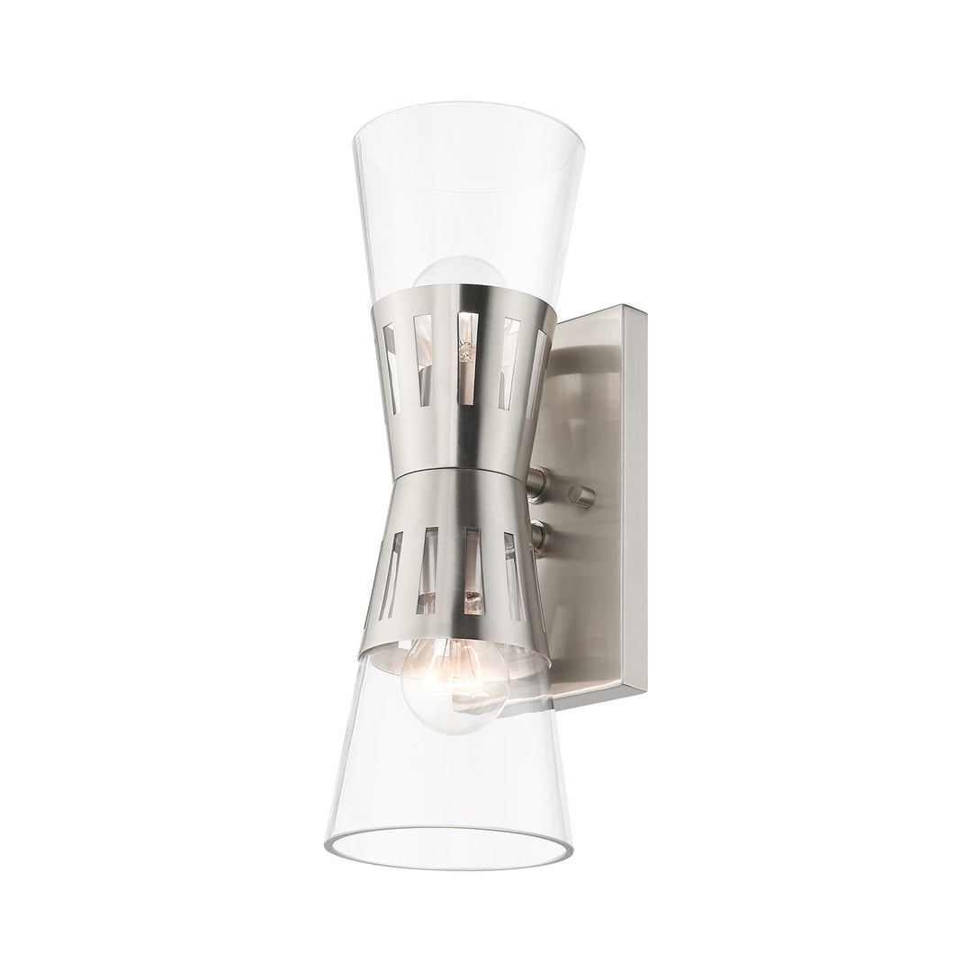 2 Light Brushed Nickel Sconce