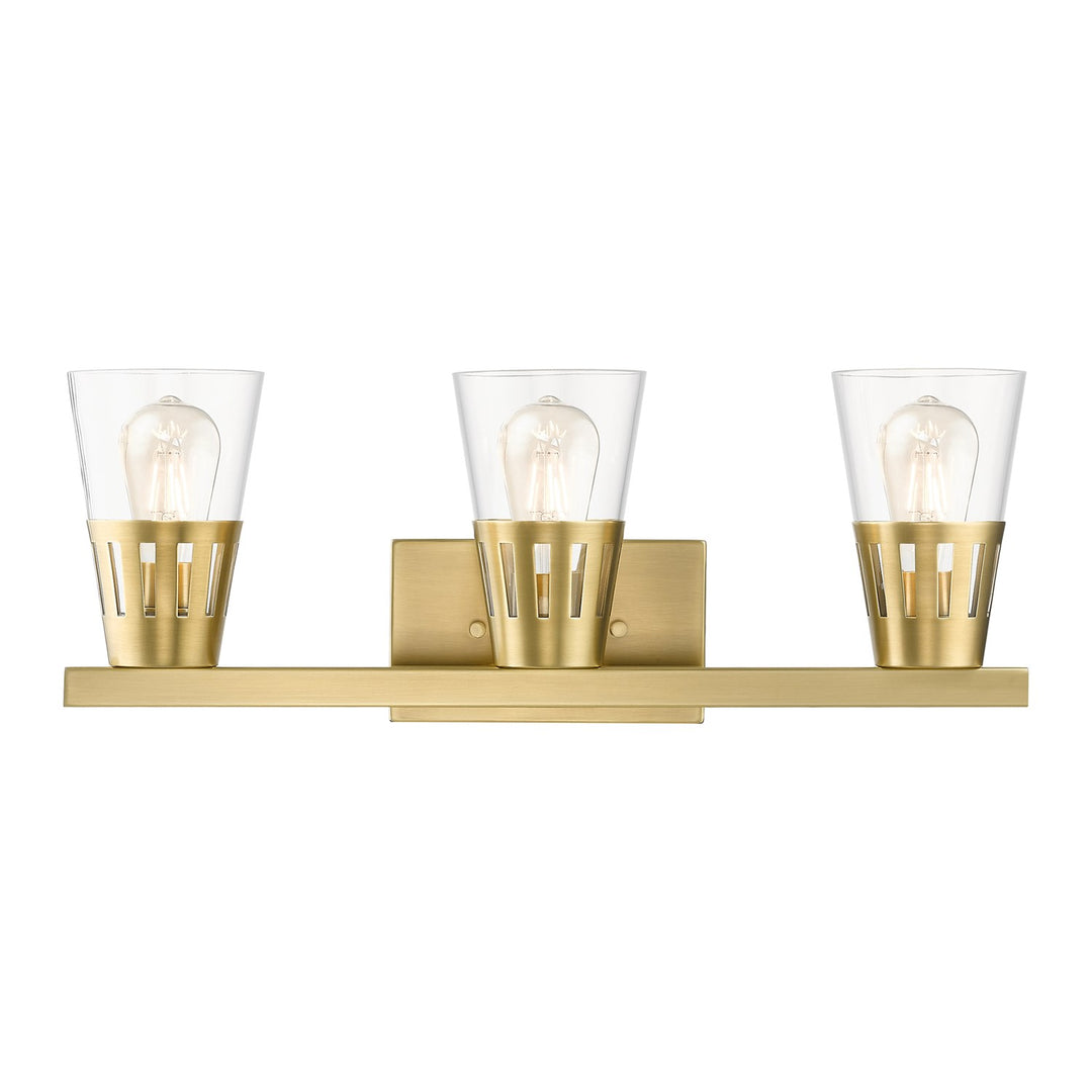3 Light Natural Brass Vanity Sconce by Livex Lighting