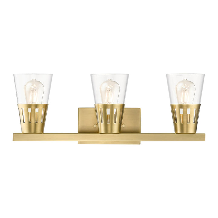 3 Light Natural Brass Vanity Sconce by Livex Lighting