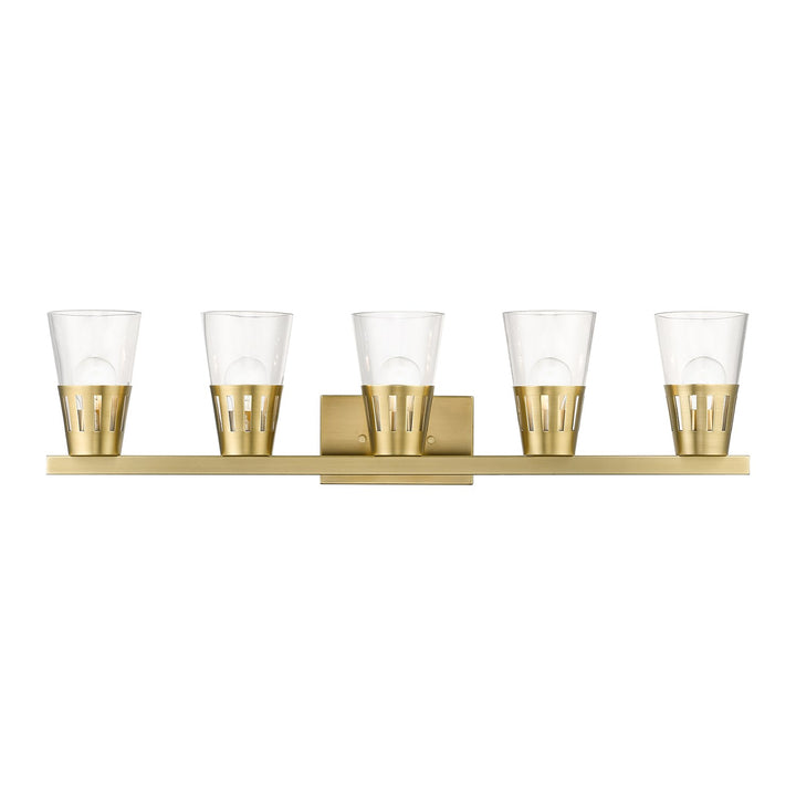 5 Light Natural Brass Large Vanity Sconce by Livex Lighting