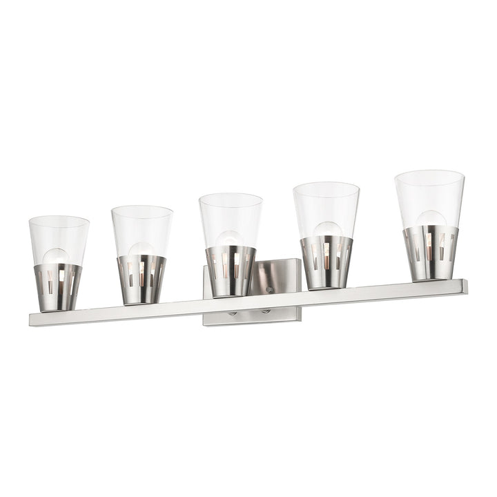 5 Light Brushed Nickel Large Vanity Sconce