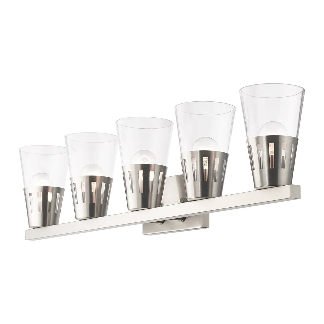 5 Light Brushed Nickel Large Vanity Sconce