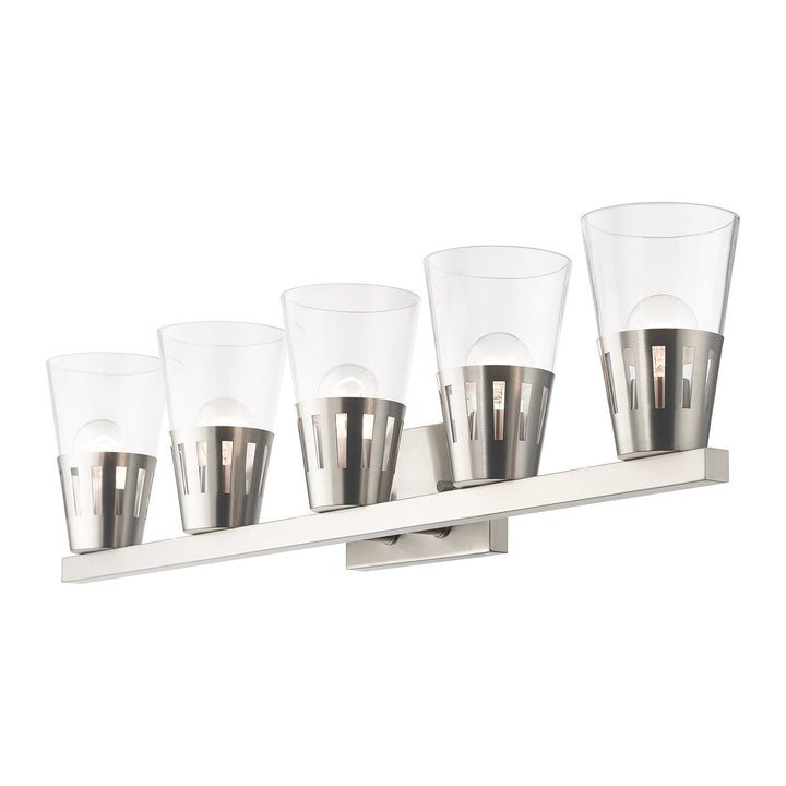 5 Light Brushed Nickel Large Vanity Sconce