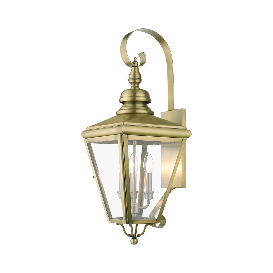 3 Light Antique Brass Outdoor Large Wall Lantern by Livex Lighting