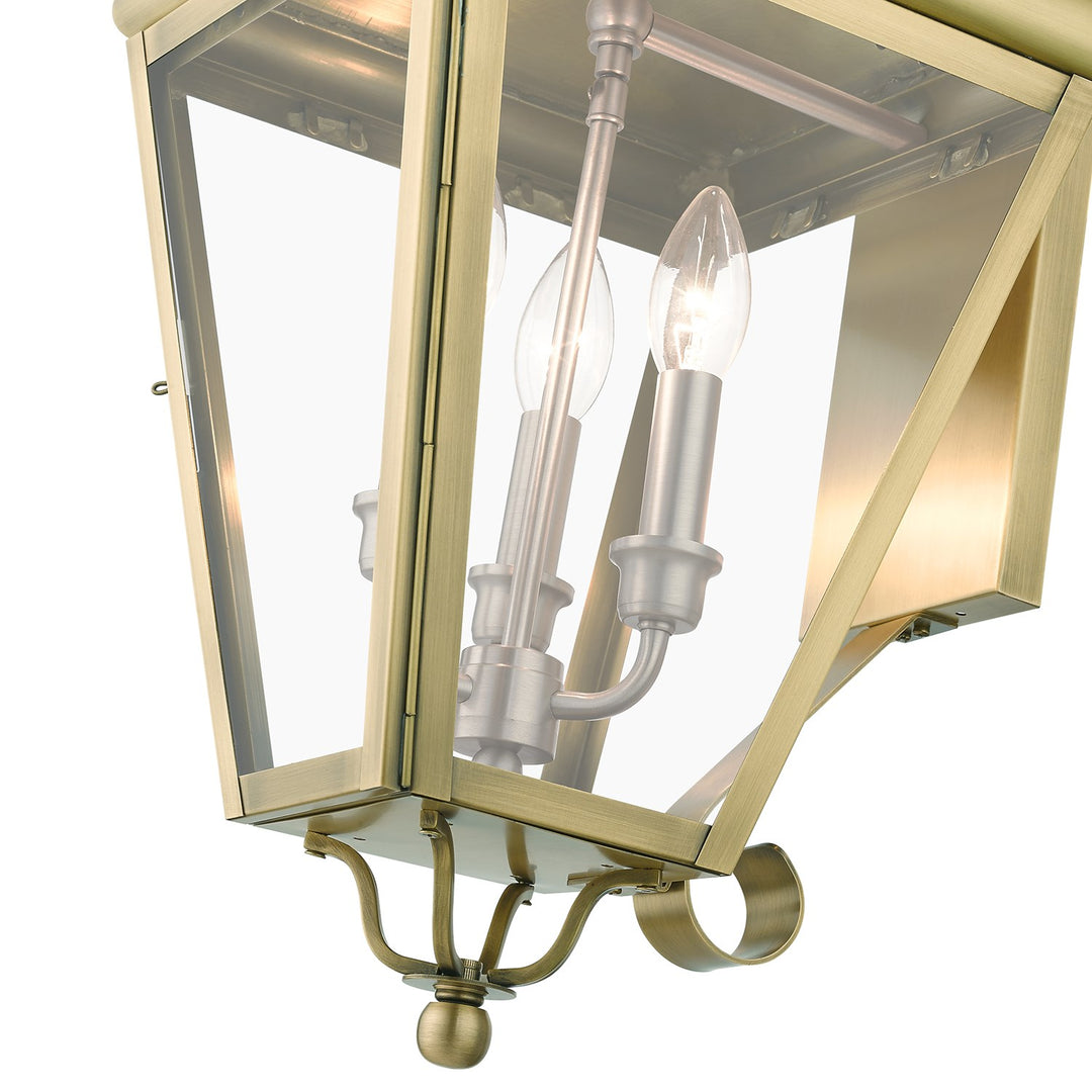3 Light Antique Brass Outdoor Large Wall Lantern