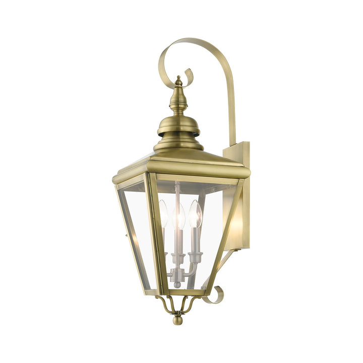 3 Light Antique Brass Outdoor Large Wall Lantern