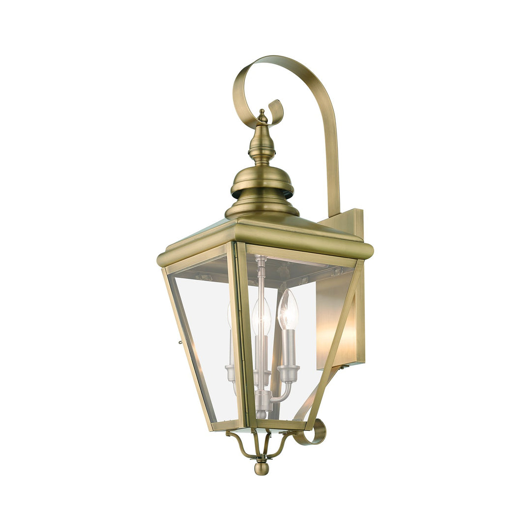 3 Light Antique Brass Outdoor Large Wall Lantern