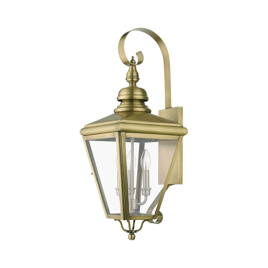 3 Light Antique Brass Outdoor Large Wall Lantern