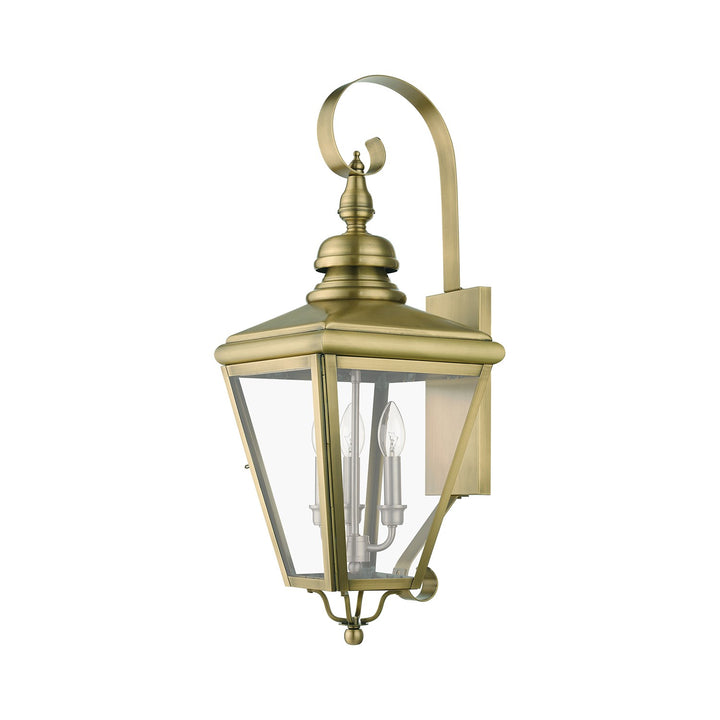 3 Light Antique Brass Outdoor Large Wall Lantern