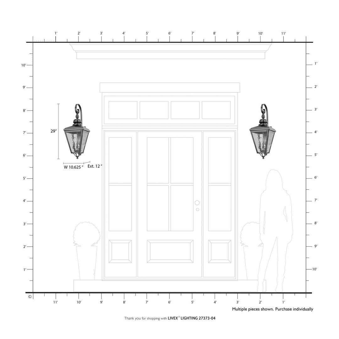 3 Light Black Outdoor Large Wall Lantern With Brushed Nickel Finish Cluster