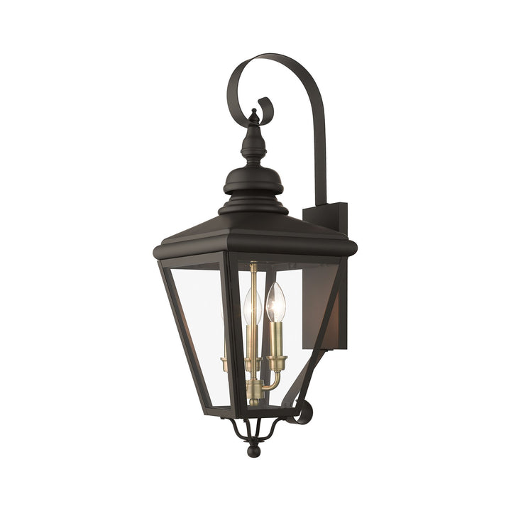 3 Light Bronze Outdoor Large Wall Lantern With Antique Brass Finish Cluster by Livex Lighting