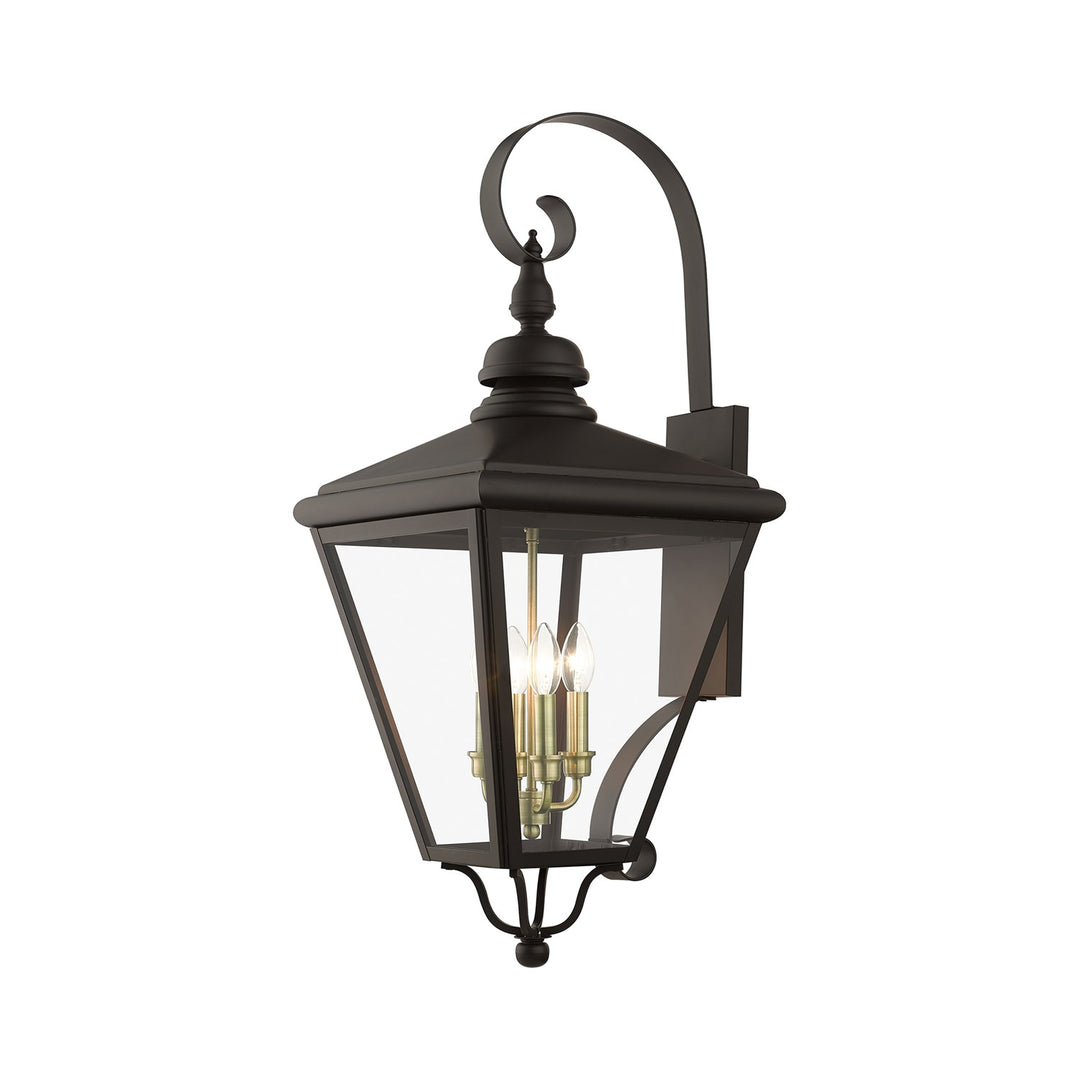 4 Light Bronze Outdoor Extra Large Wall Lantern With Antique Brass Finish by Livex Lighting