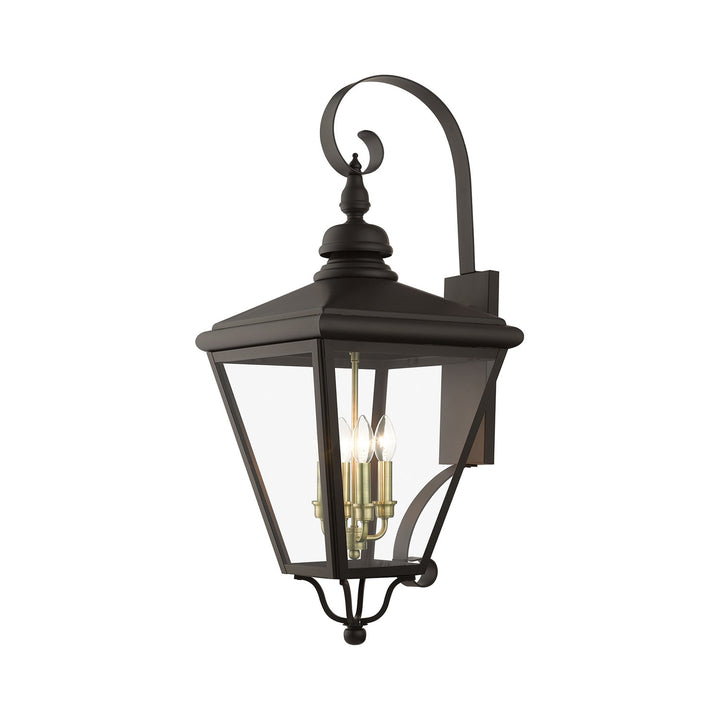4 Light Bronze Outdoor Extra Large Wall Lantern With Antique Brass Finish by Livex Lighting