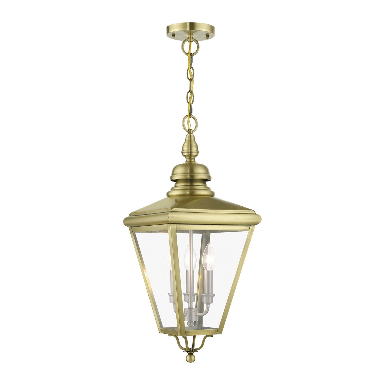 3 Light Antique Brass Outdoor Large Pendant Lantern by Livex Lighting