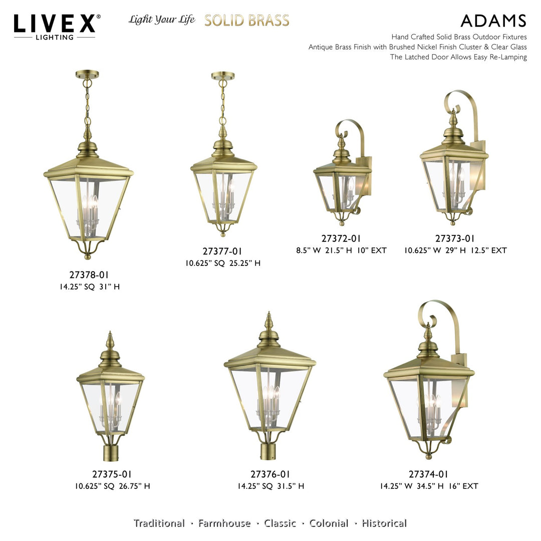 3 Light Antique Brass Outdoor Large Pendant Lantern