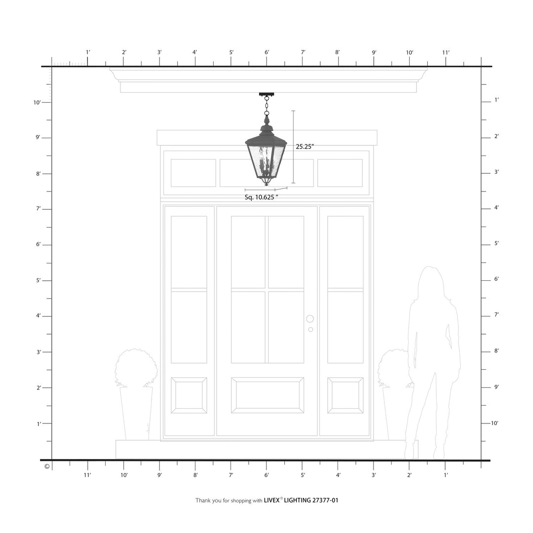 3 Light Antique Brass Outdoor Large Pendant Lantern