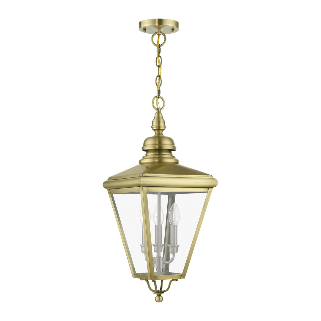 3 Light Antique Brass Outdoor Large Pendant Lantern