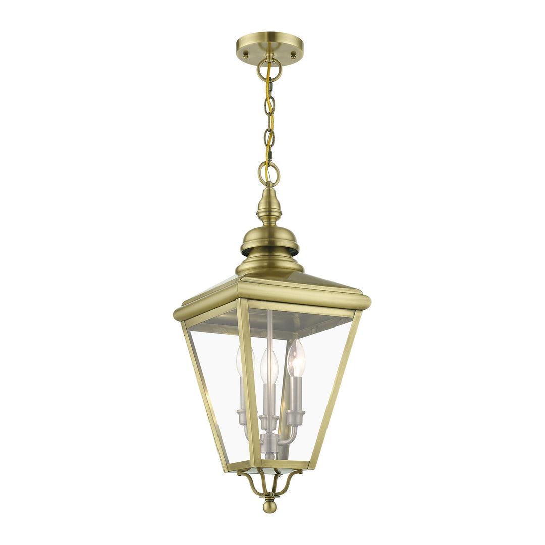 3 Light Antique Brass Outdoor Large Pendant Lantern