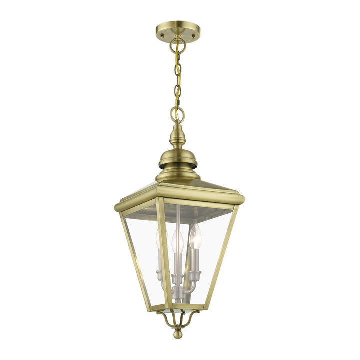 3 Light Antique Brass Outdoor Large Pendant Lantern