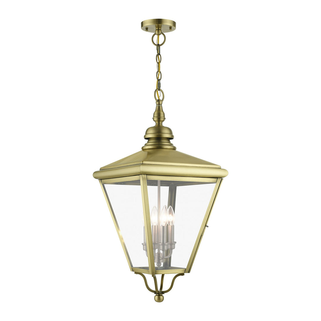 4 Light Antique Brass Outdoor Extra Large Pendant Lantern by Livex Lighting