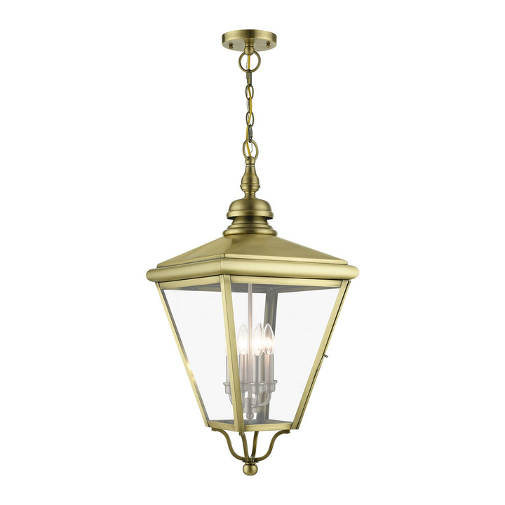 4 Light Antique Brass Outdoor Extra Large Pendant Lantern by Livex Lighting
