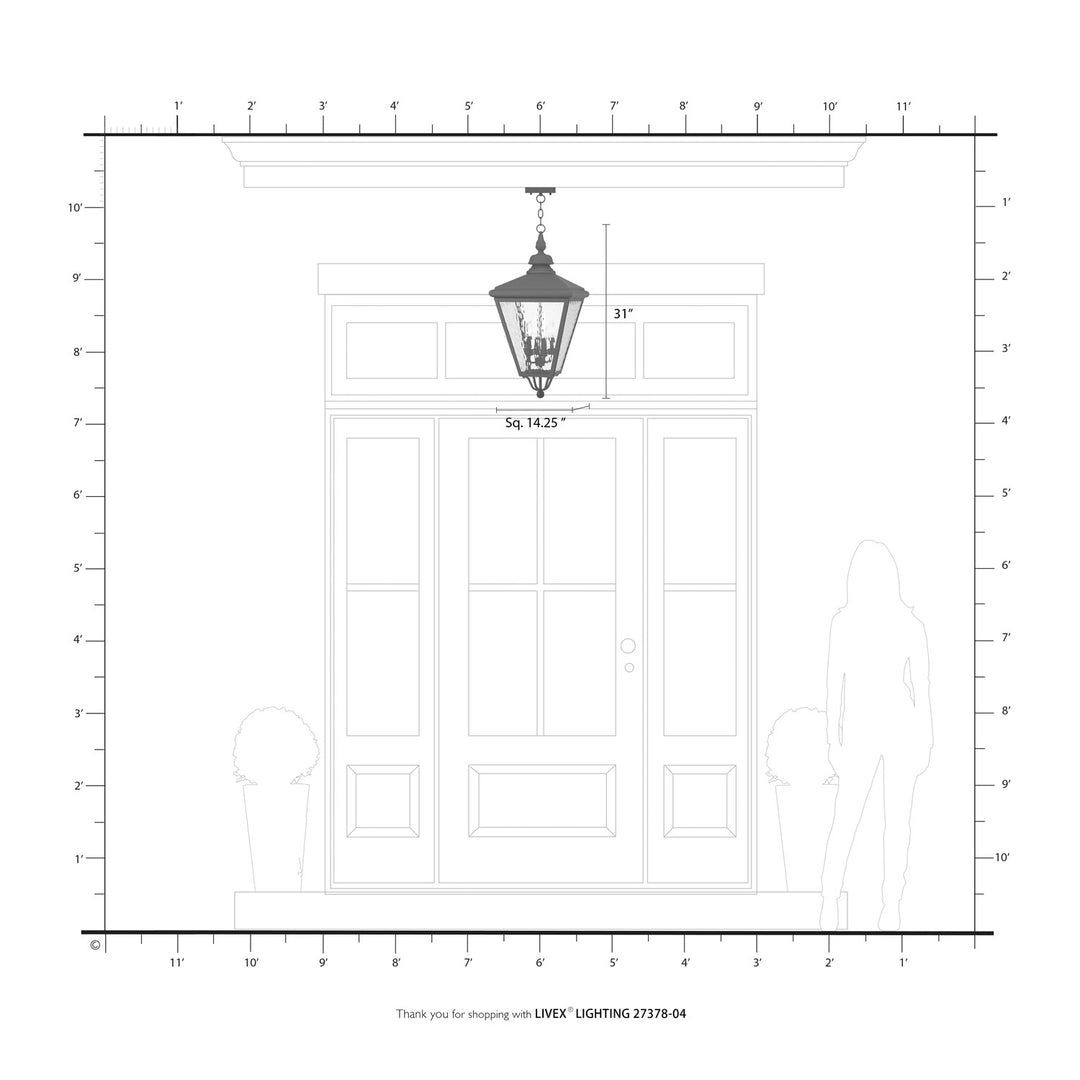 4 Light Black Outdoor Extra Large Pendant Lantern