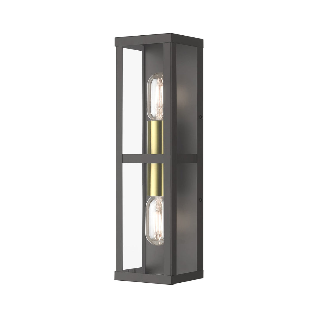 1 Light Bronze Outdoor Ada Wall Lantern With Antique Gold Finish Accents by Livex Lighting