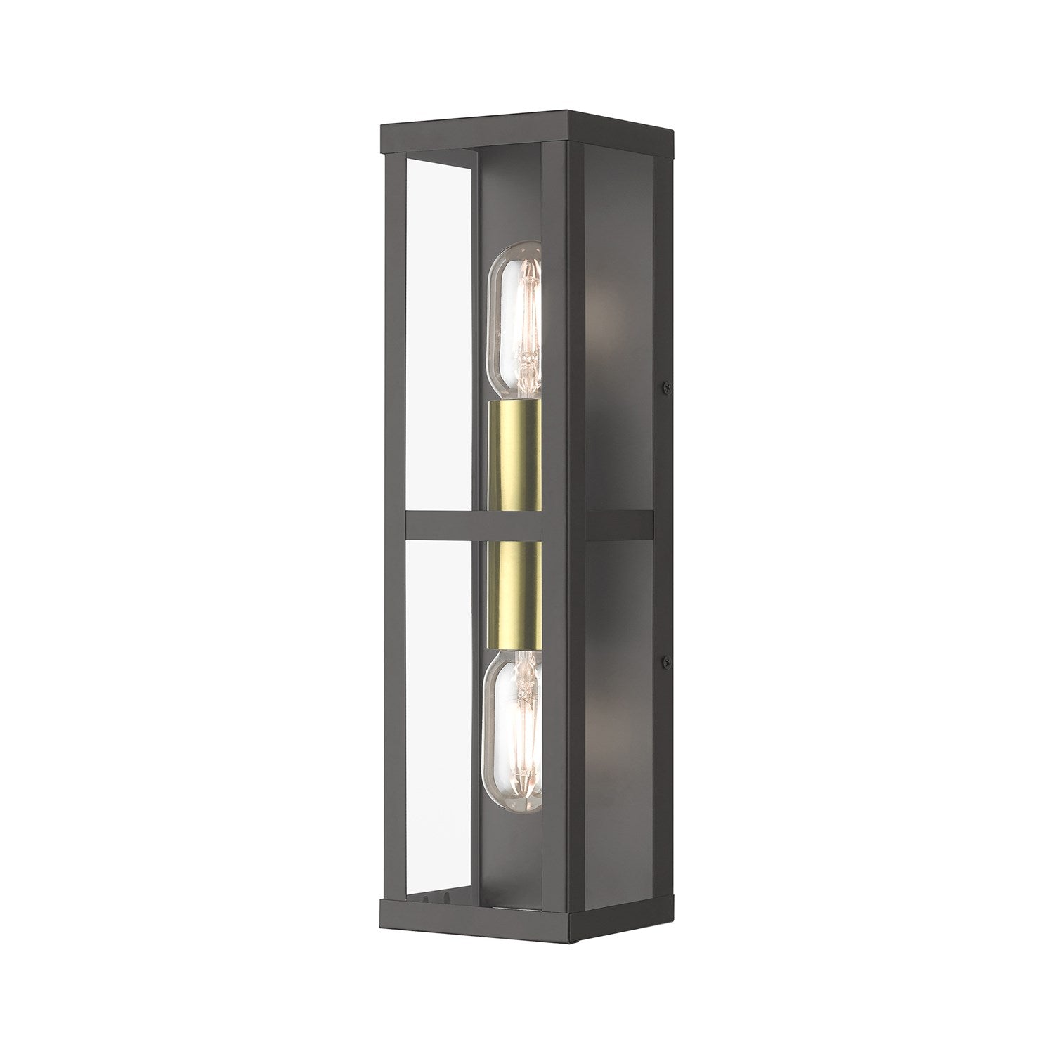 1 Light Bronze Outdoor Ada Wall Lantern With Antique Gold Finish Accents by Livex Lighting
