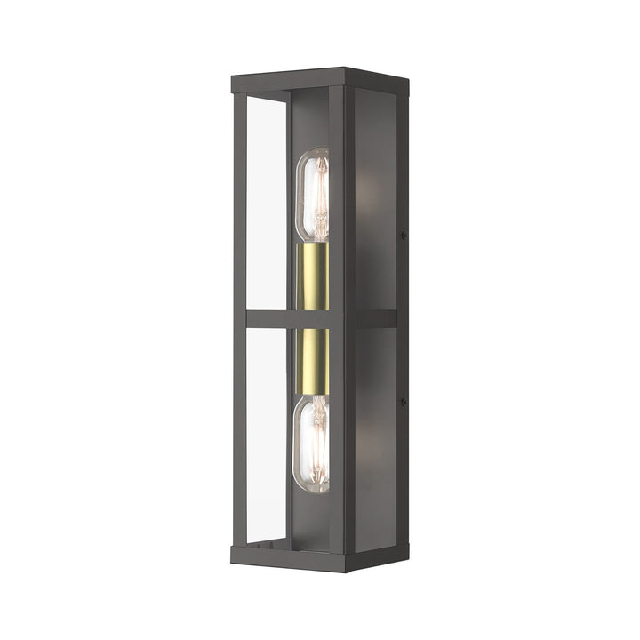 1 Light Bronze Outdoor Ada Wall Lantern With Antique Gold Finish Accents by Livex Lighting
