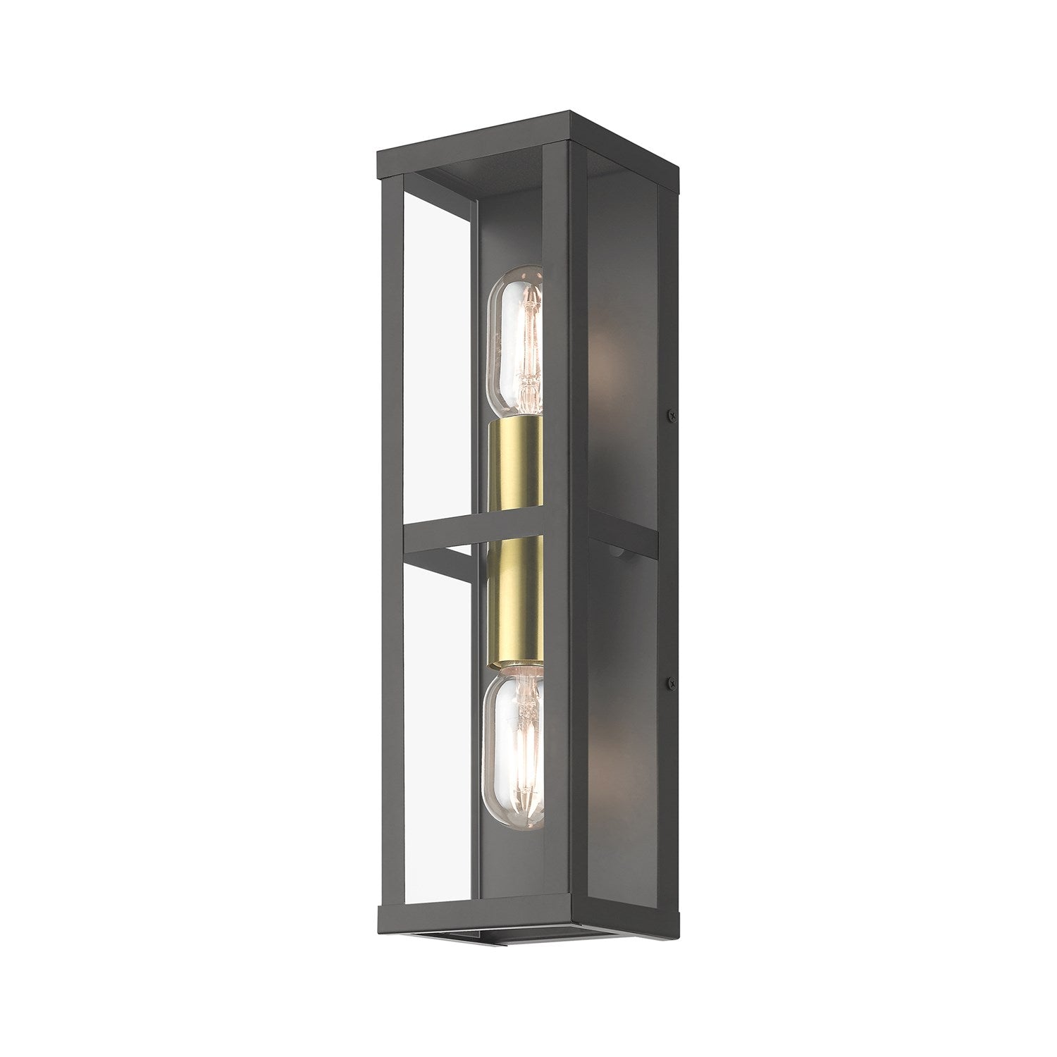 1 Light Bronze Outdoor Ada Wall Lantern With Antique Gold Finish Accents