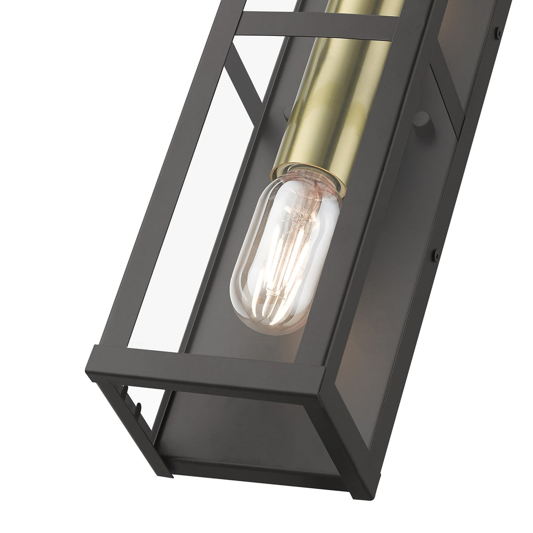1 Light Bronze Outdoor Ada Wall Lantern With Antique Gold Finish Accents