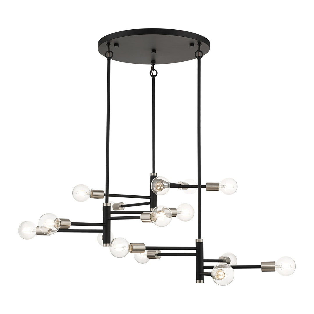 15 Light Black Extra Large Chandelier With Brushed Nickel Accents by Livex Lighting