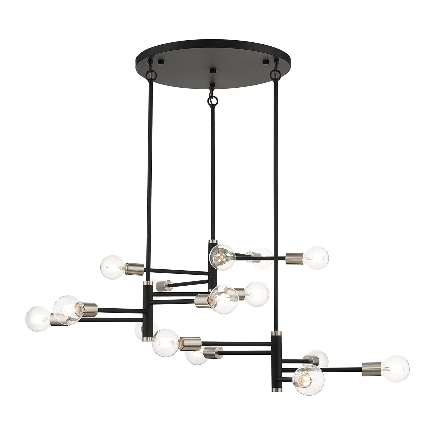 15 Light Black Extra Large Chandelier With Brushed Nickel Accents by Livex Lighting