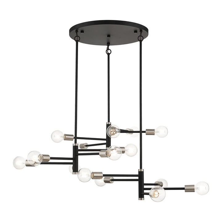 15 Light Black Extra Large Chandelier With Brushed Nickel Accents by Livex Lighting