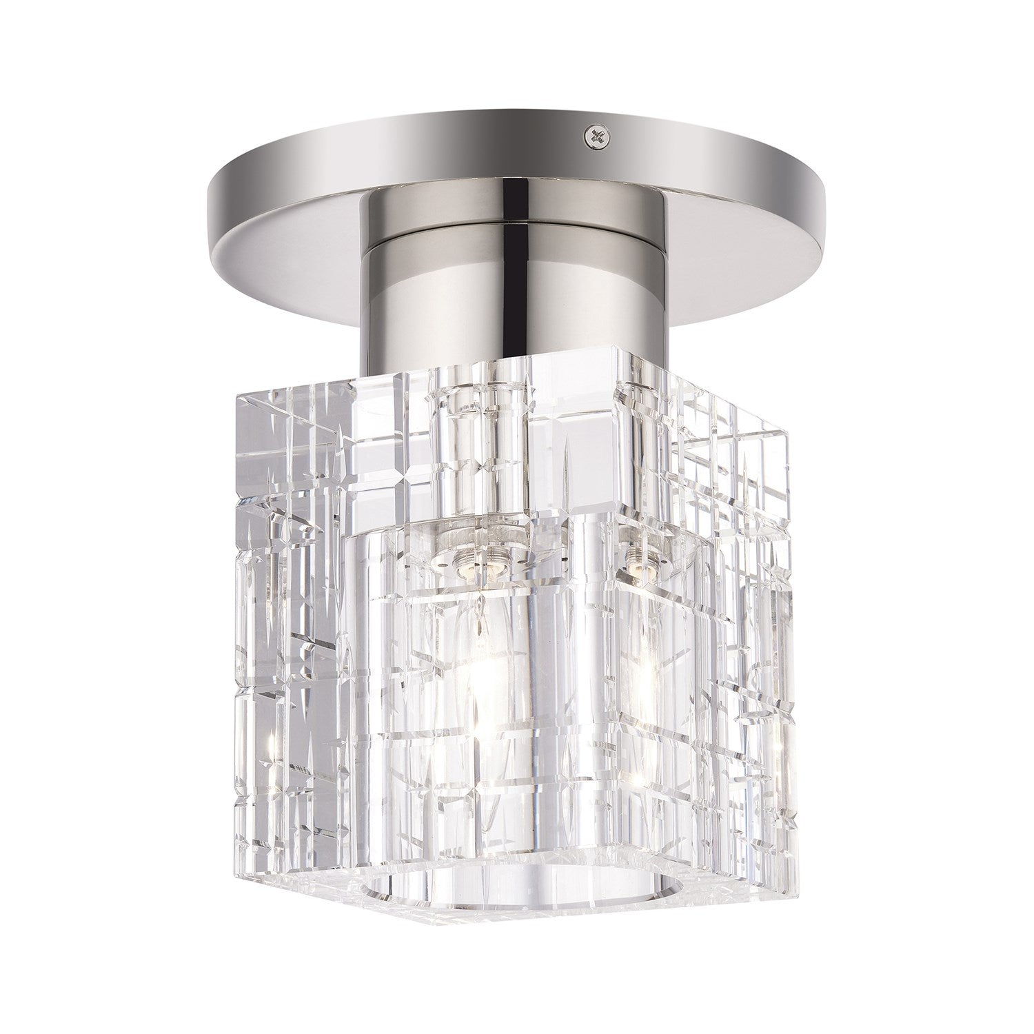 1 Light Polished Nickel Crystal Semi-Flush by Livex Lighting