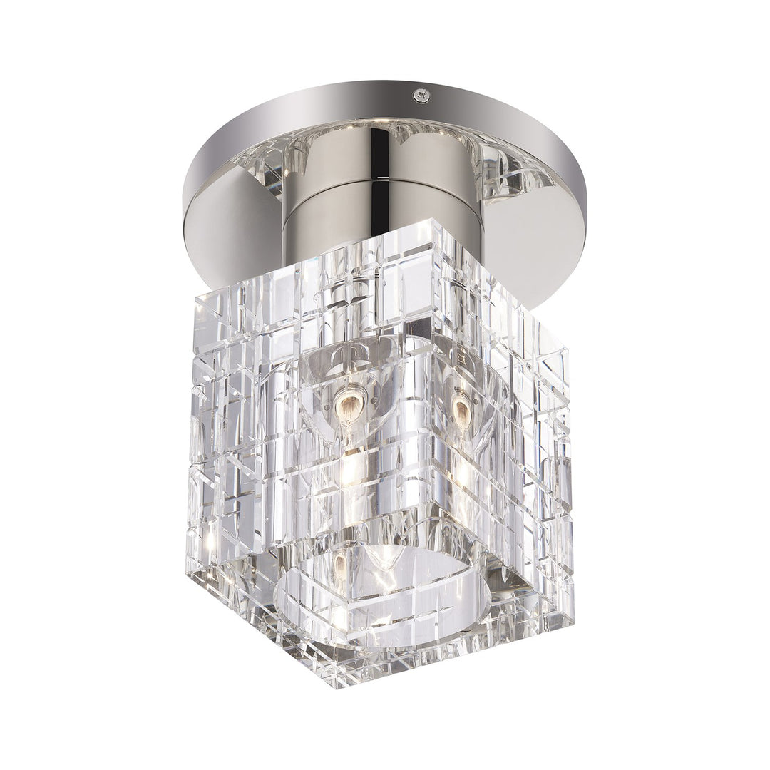 1 Light Polished Nickel Crystal Semi-Flush