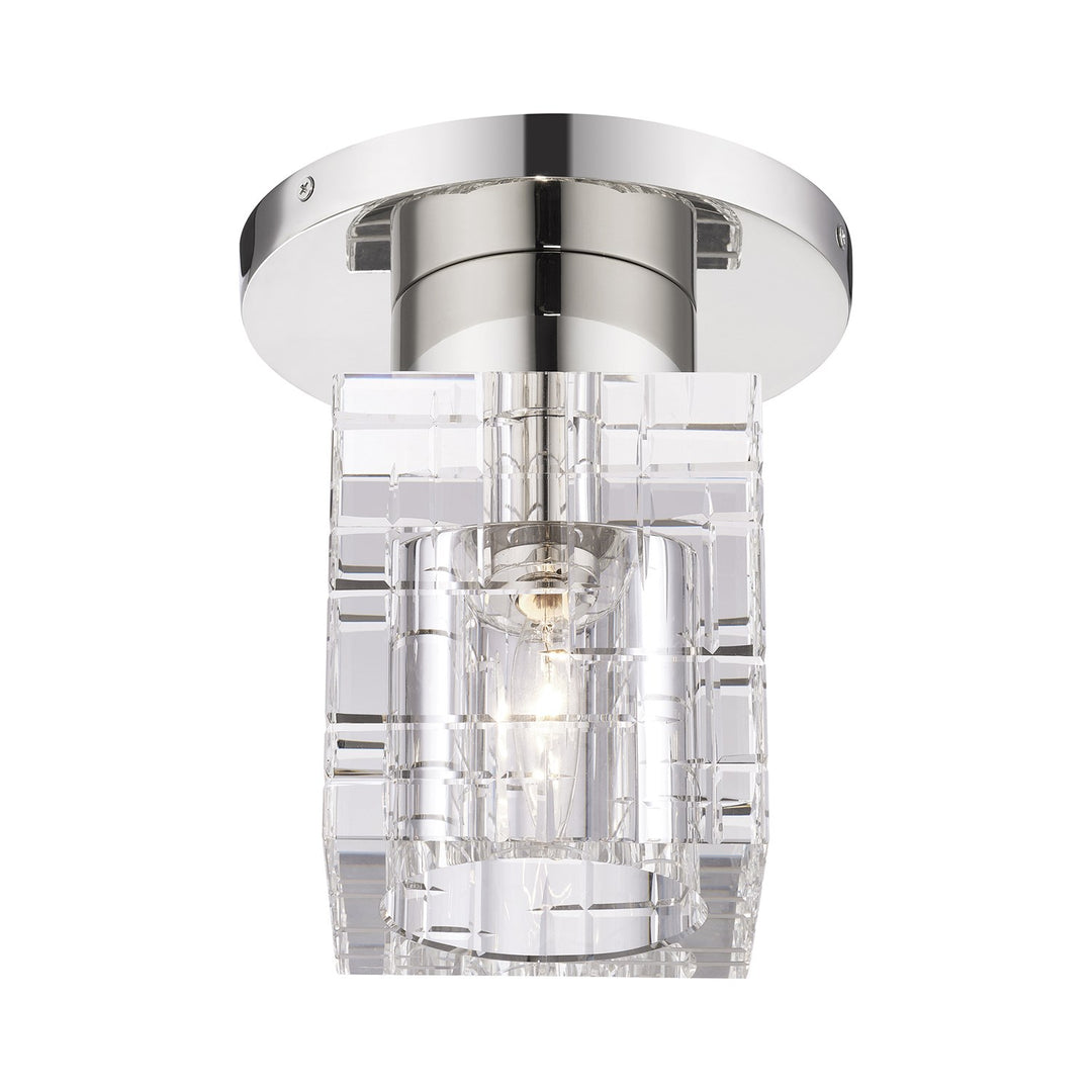 1 Light Polished Nickel Crystal Semi-Flush