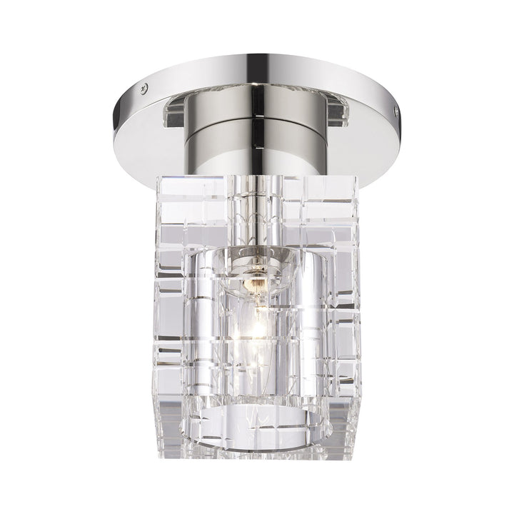1 Light Polished Nickel Crystal Semi-Flush