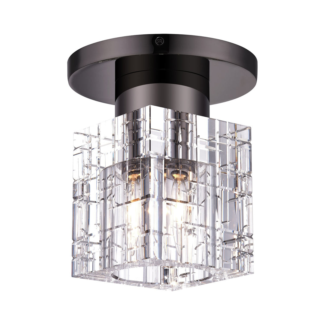1 Light Black Chrome Crystal Semi-Flush by Livex Lighting