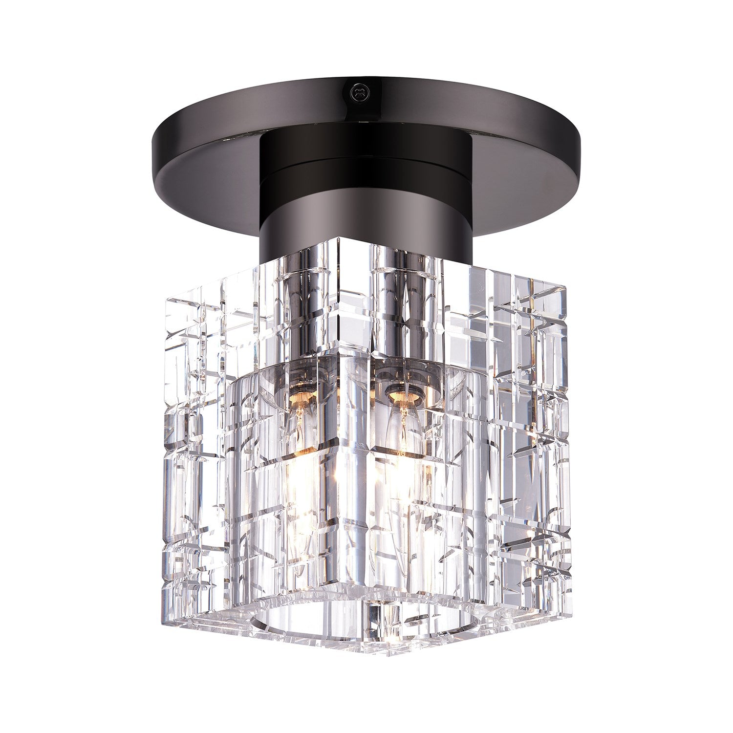 1 Light Black Chrome Crystal Semi-Flush by Livex Lighting