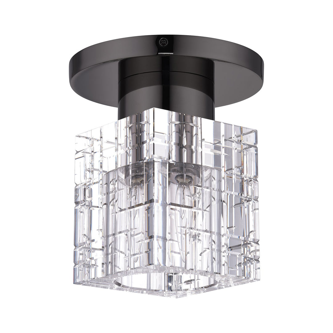 1 Light Black Chrome Crystal Semi-Flush