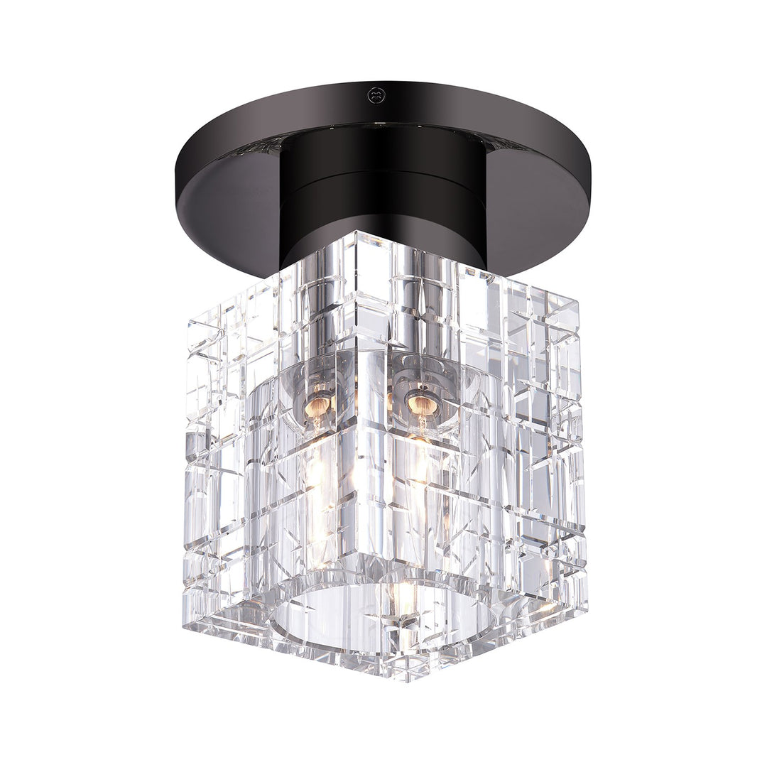 1 Light Black Chrome Crystal Semi-Flush