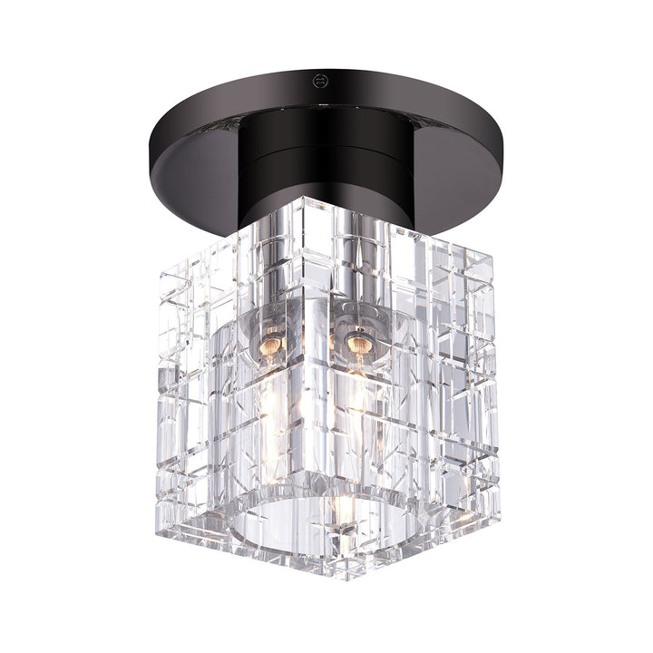 1 Light Black Chrome Crystal Semi-Flush