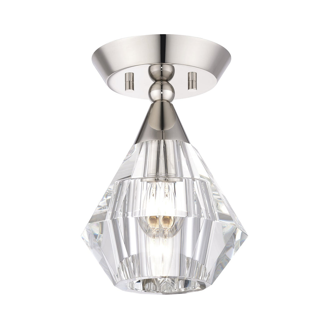 1 Light Polished Nickel Crystal Semi-Flush by Livex Lighting