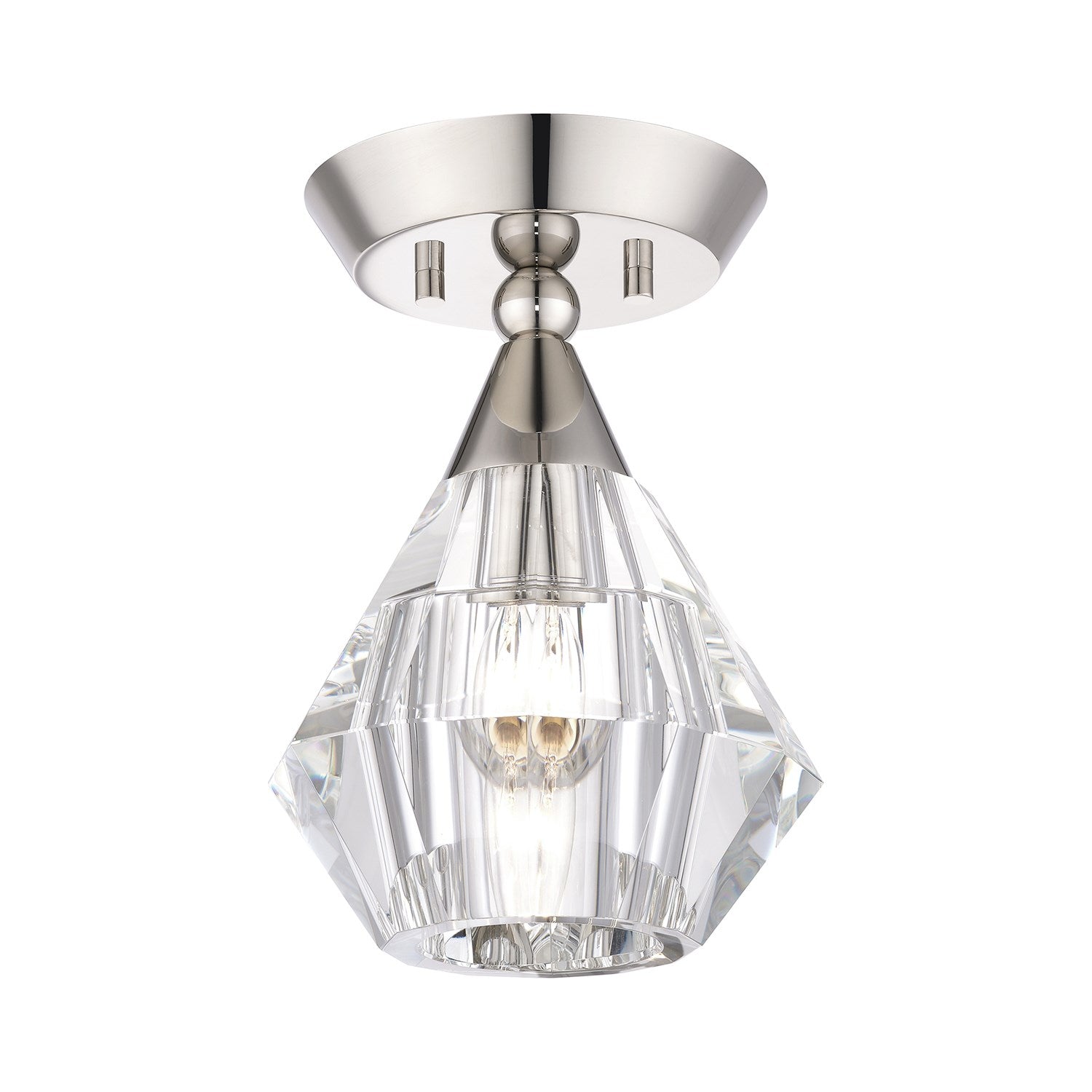1 Light Polished Nickel Crystal Semi-Flush by Livex Lighting