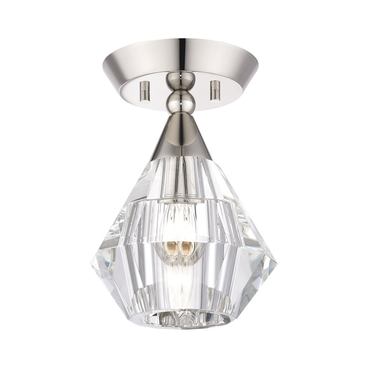 1 Light Polished Nickel Crystal Semi-Flush by Livex Lighting
